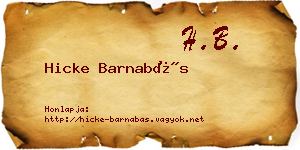Hicke Barnabás névjegykártya